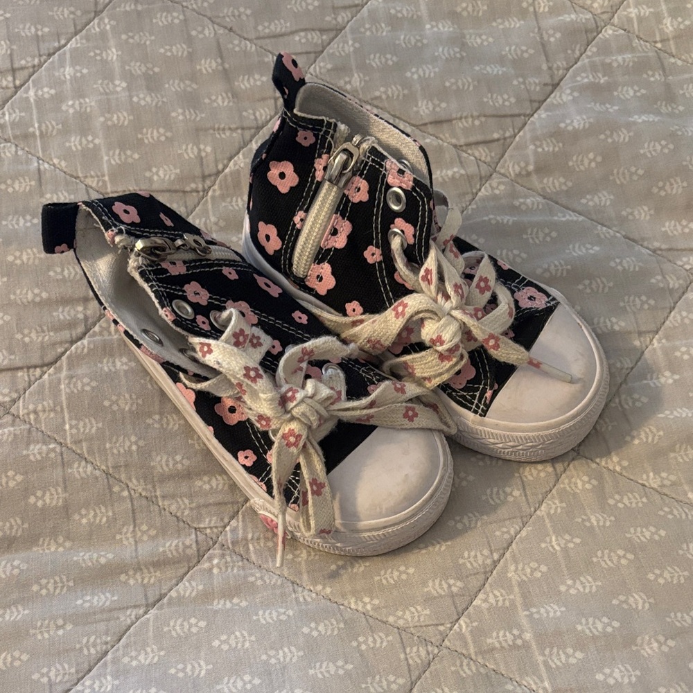 Tommy Bahama Black and Pink Floral Kids Sneakers